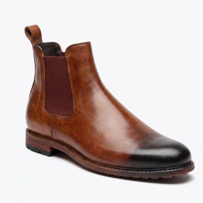 brown chelsea boots with elastic band