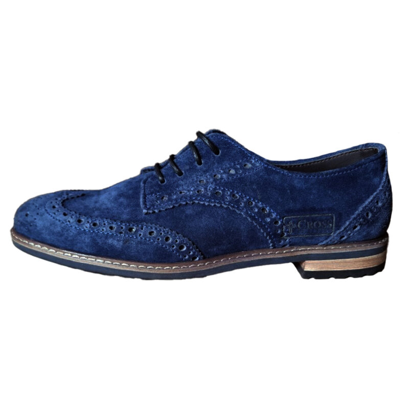 Blue Suede Leather Oxford Shoe - Image 3