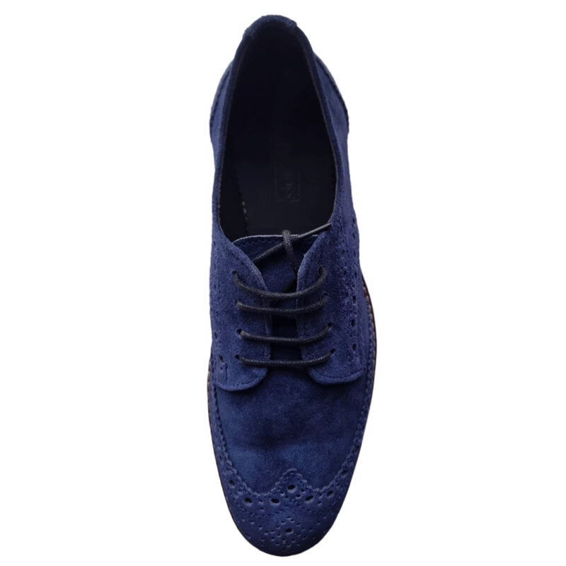 Blue Suede Leather Oxford Shoe - Image 2