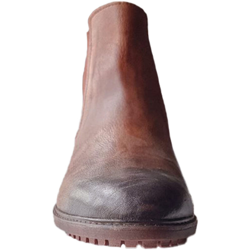 Brown Leather Burnt Tip with Elastic Chelsea Boots - Image 2