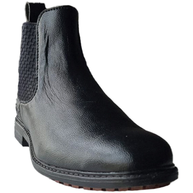 Black Leather Chelsea Boots (Elastic)