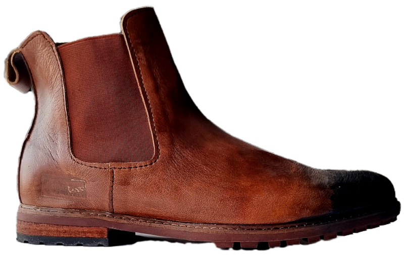 Brown Leather Burnt Tip with Elastic Chelsea Boots - Image 7