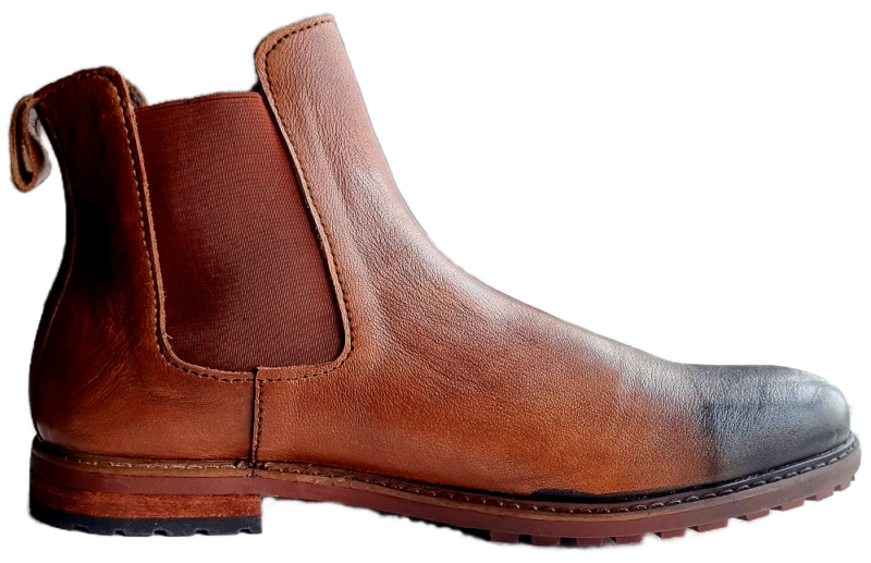 Brown Leather Burnt Tip with Elastic Chelsea Boots - Image 10