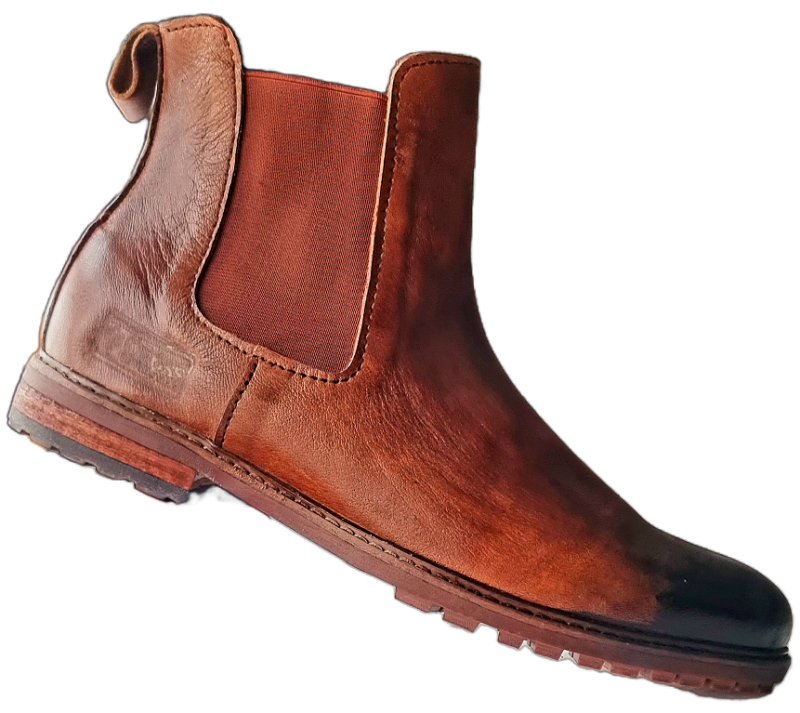 Brown Leather Burnt Tip with Elastic Chelsea Boots - Image 11