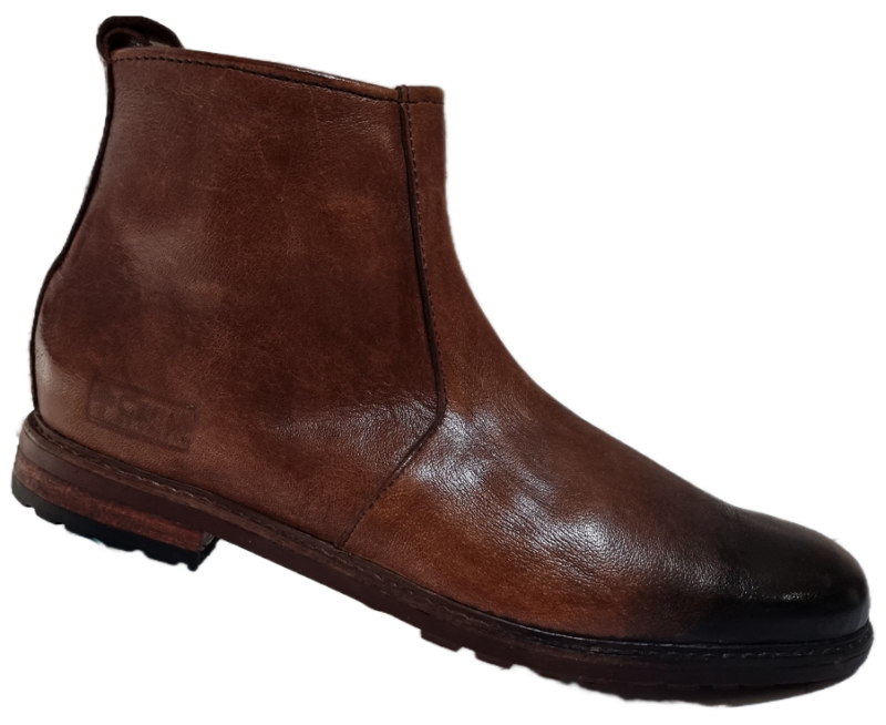 Brown Leather Burnt Tip Chelsea Boots (Zipper) - Image 2