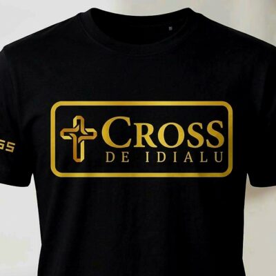 Cross de Idialu golden logo cotton black tees