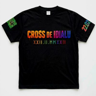 cross de idialu colourful text print black tees