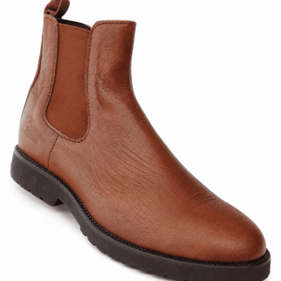 Brown Leather Chelsea Boots (Elastic)